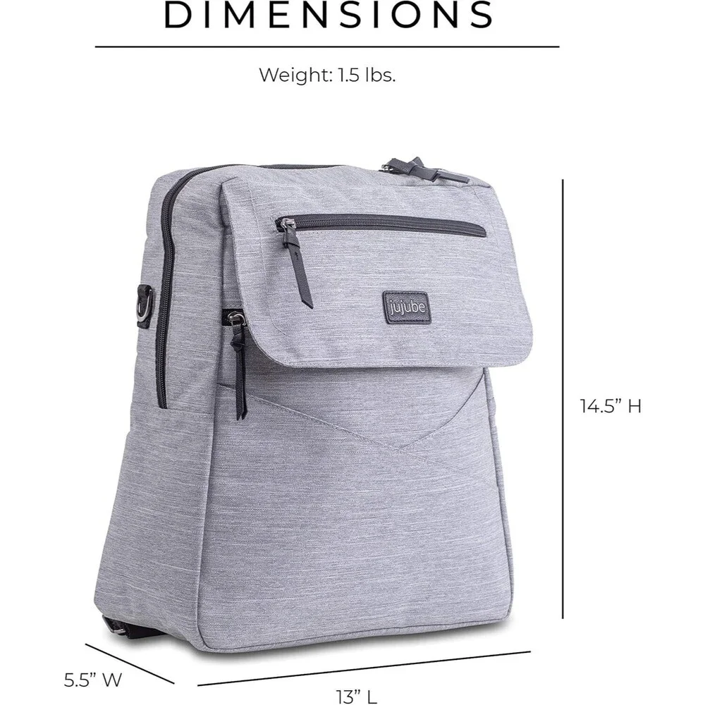 JuJuBe 4-In-1 Core Convertible Diaper/Backpac k/Messenger Bag JB21430 GlacierGra